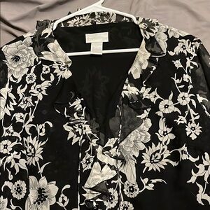 Worthington Black and White Patterned Blouse